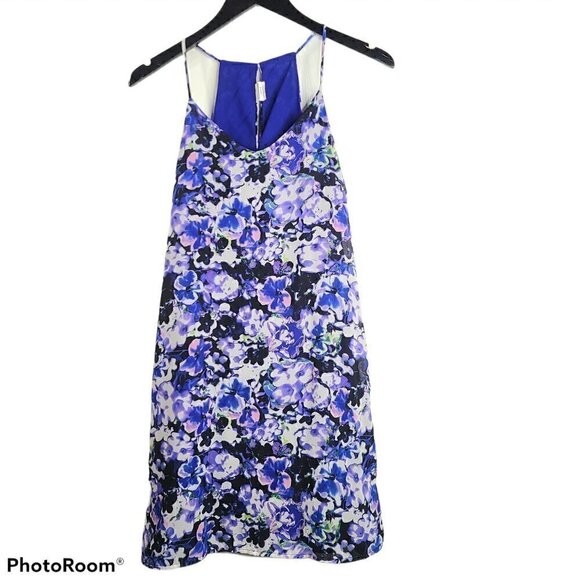 Japna Blue Floral Strappy Halter Mini Swing Dress - Picture 1 of 6